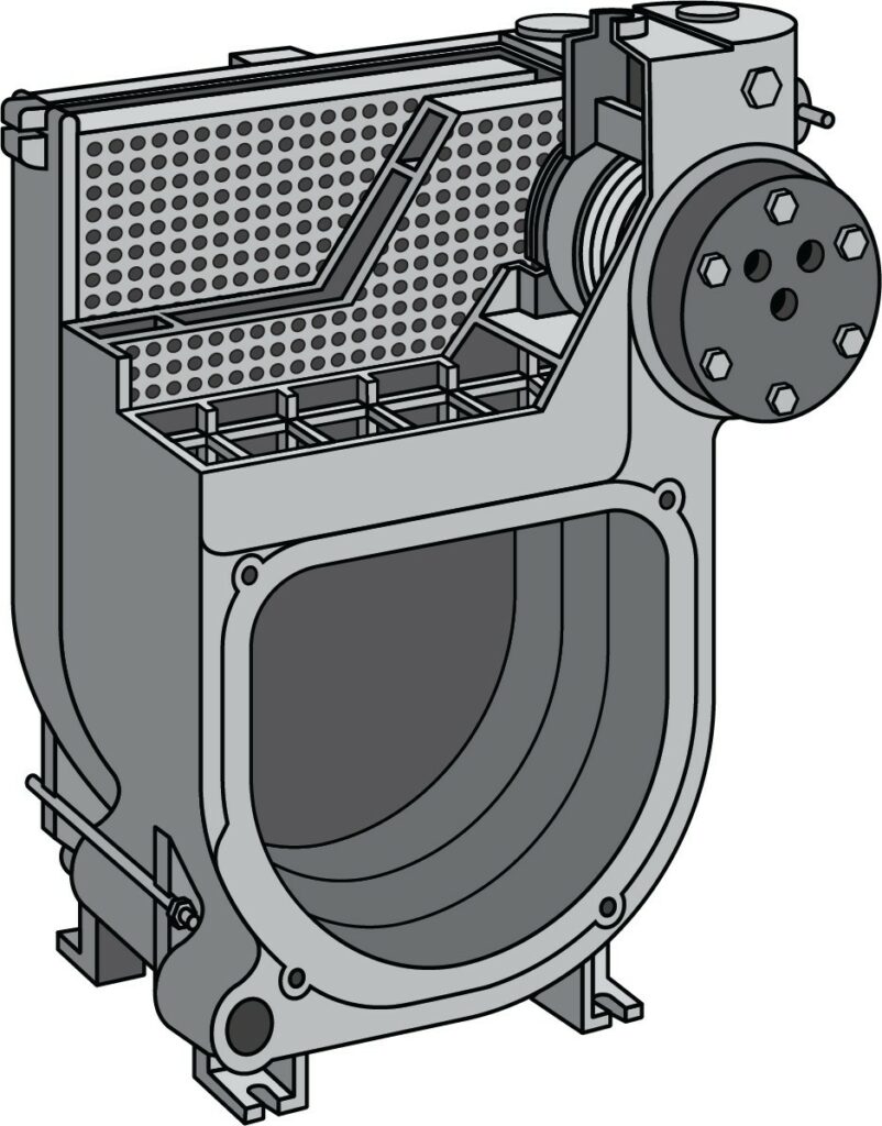 cast-iron sectional boiler cutaway illustration