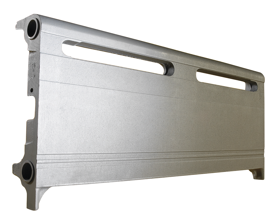 section of radiant baseboard photograph on white background