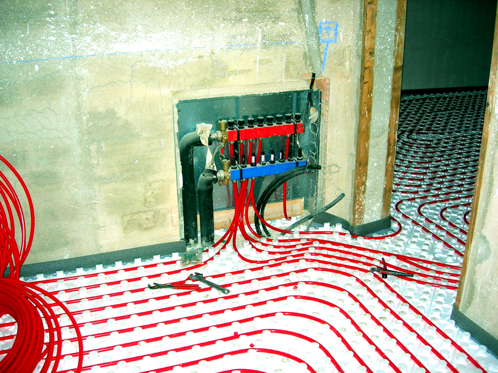 in floor radiant tubing connected to manifold photograph