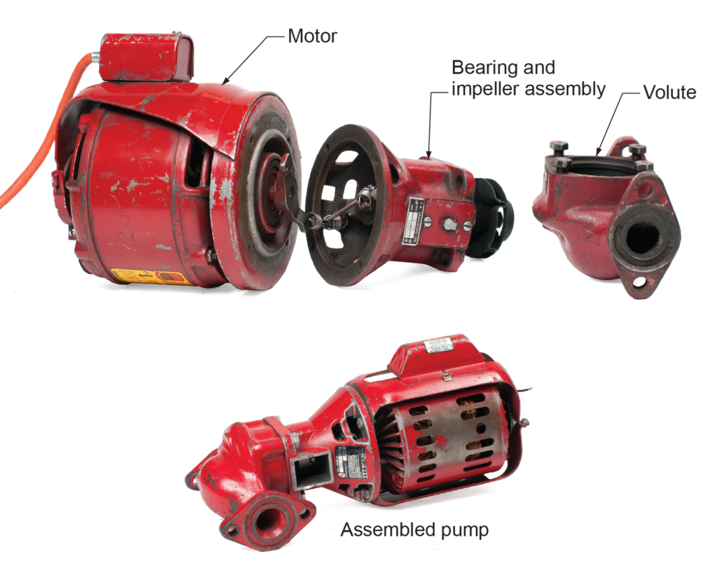 three-piece circulator photograph on white background