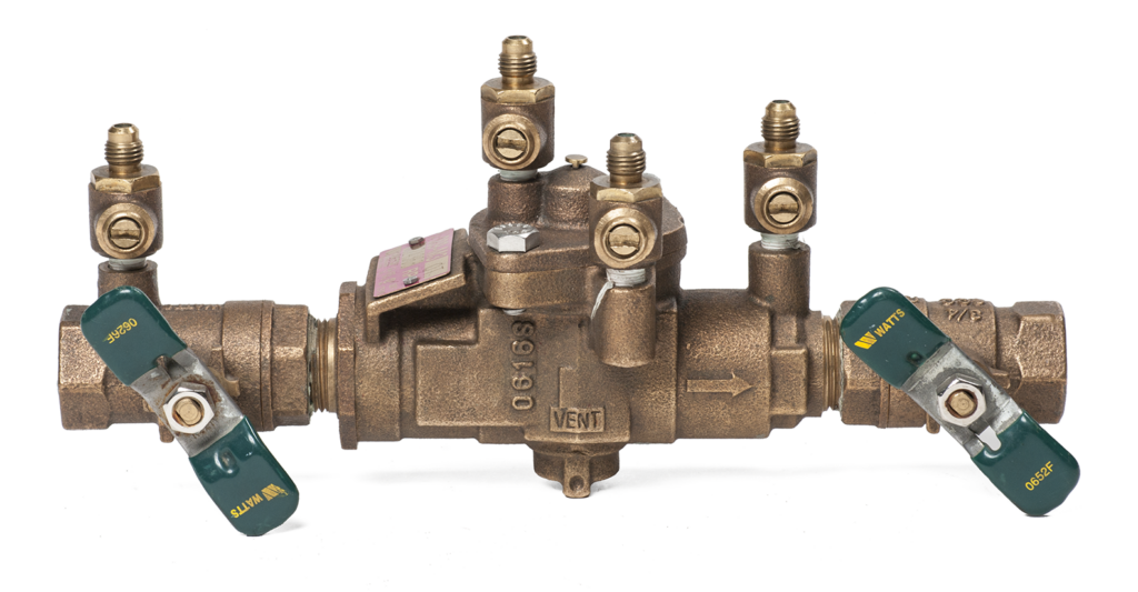 reduced pressure backflow assembly photograph against white background