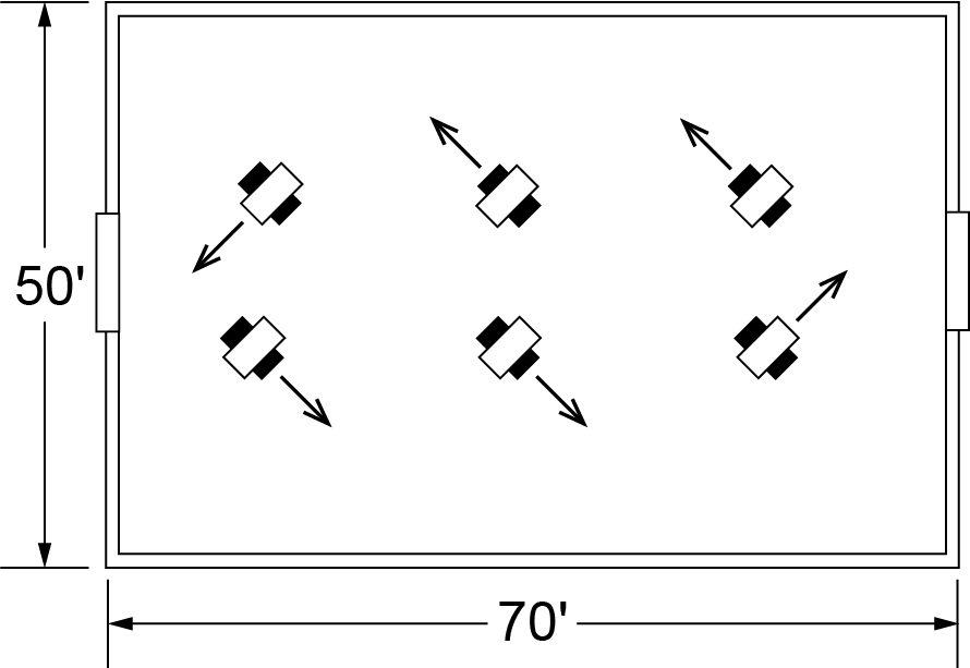horizontal unit heaters arranged for four high heat loss walls illustrated diagram