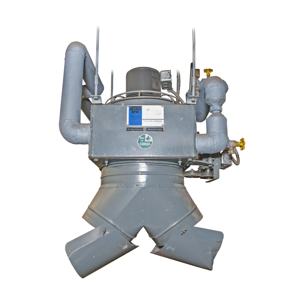 vertical unit heater photograph against white background